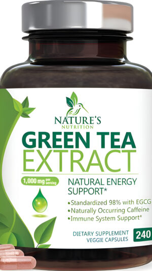 Nature's Nutrition Extracto De Té Verde 98% Egcg Estandarizado  Auxiliar Cardíaco Con Polifenoles  240 Cápsulas