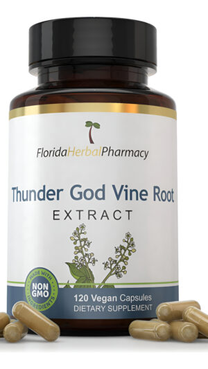 Florida Herbal Pharmacy, Thunder God Vine Root Extract Cápsulas 10:1 (120 Cápsulas) 500 Mg Por Cápsula, 1000 Mg Por Por