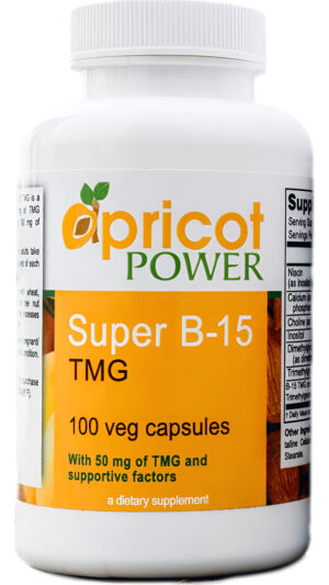 Apricot Power Ácido Pangámico No Tóxico Super B-15, Niveles De Oxígeno Y Energía Para La Salud, 100 Cápsulas Vegetales