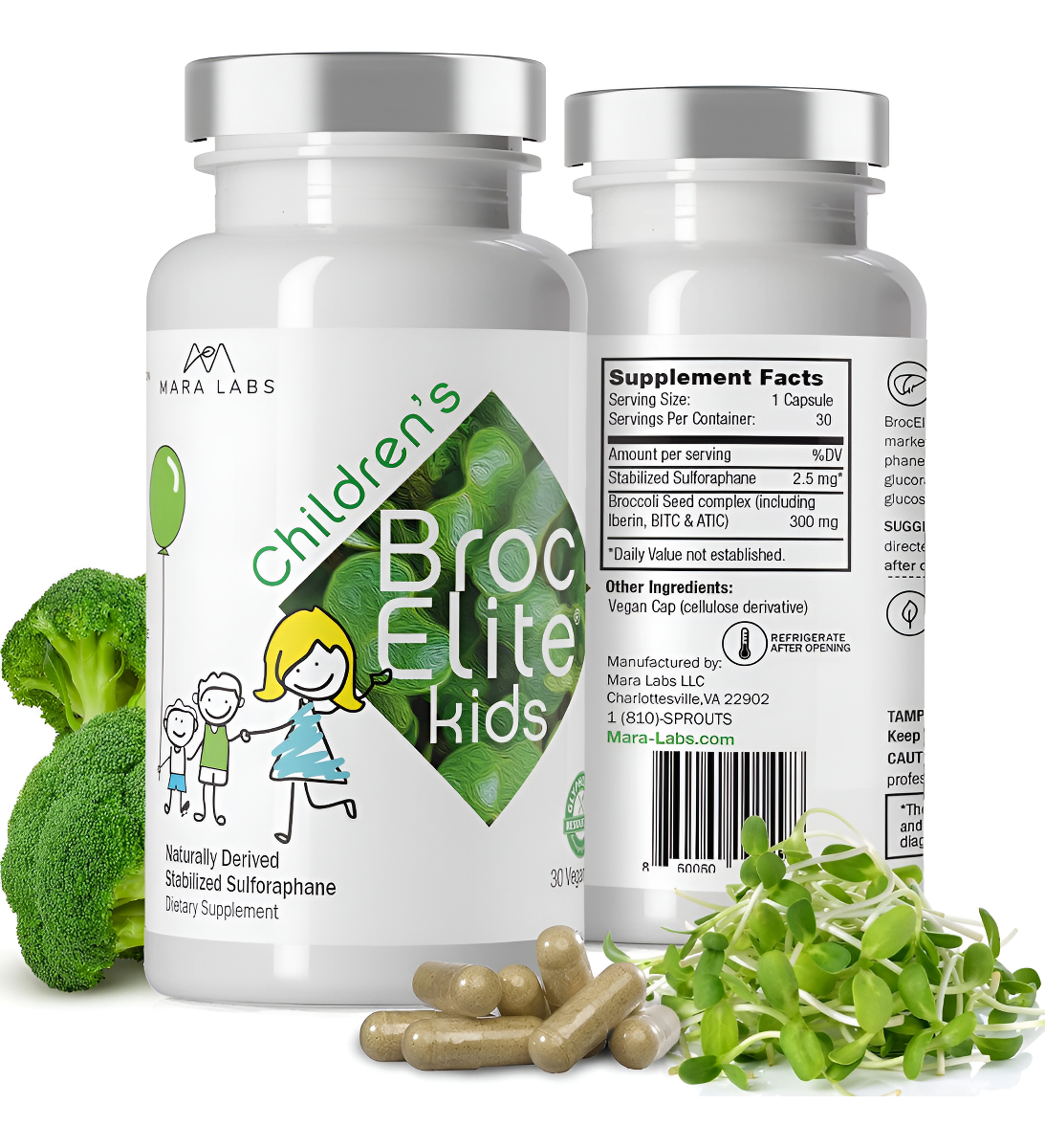 Mara Labs Broc Elite Kids | Suplemento De Brócoli Con Extracto De Sulforafano Estabilizado Naturalmente Para Niños | Si