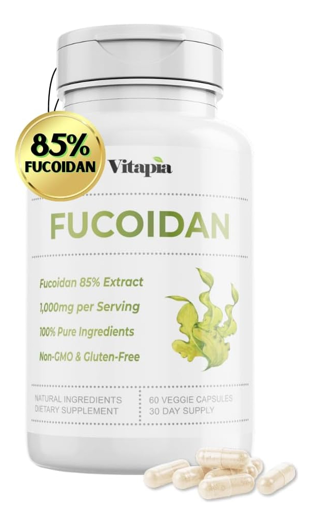 Pure Fucoidan - Cápsulas De Extracto De Algas Marinas De 85% Marrón Para Sistema Inmunológico, Fuerte Salud Celular, Ap
