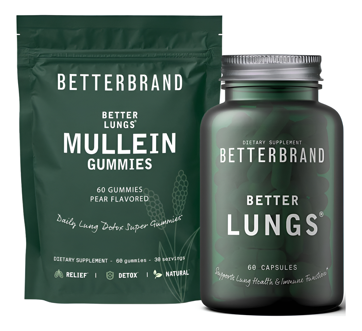 Betterbrand Better Lungs Health Pack - Gomitas Betterlungs & Mullein - Paquete Completo De Bienestar Respiratorio: Bett