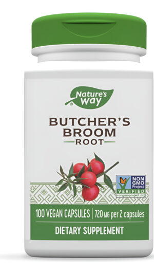 Nature's Way Raíz De Escoba De Carnicero, Soporte Tradicional Para Venas De Piernas*, 100 Cápsulas Veganas