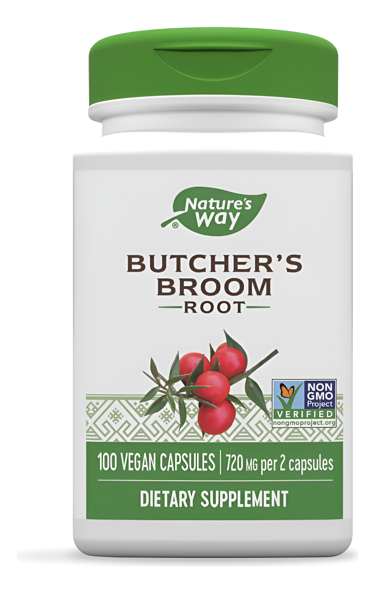 Nature's Way Raíz De Escoba De Carnicero, Soporte Tradicional Para Venas De Piernas*, 100 Cápsulas Veganas
