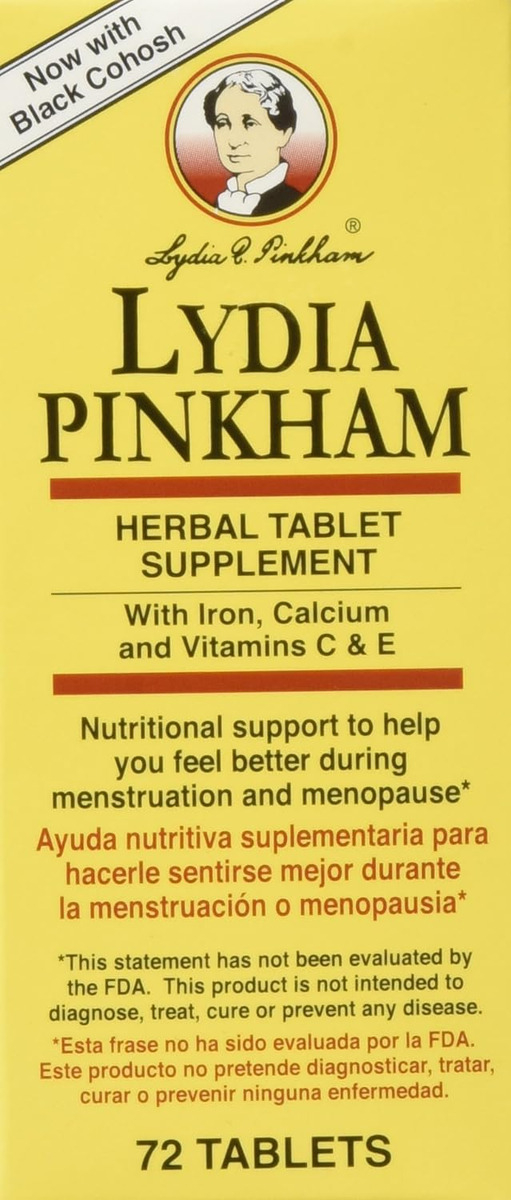Lydia Pinkham Tabletas De Suplemento De Hierbas Para La Menstruación Y El Apoyo A La Menopausia, 72 Unidades