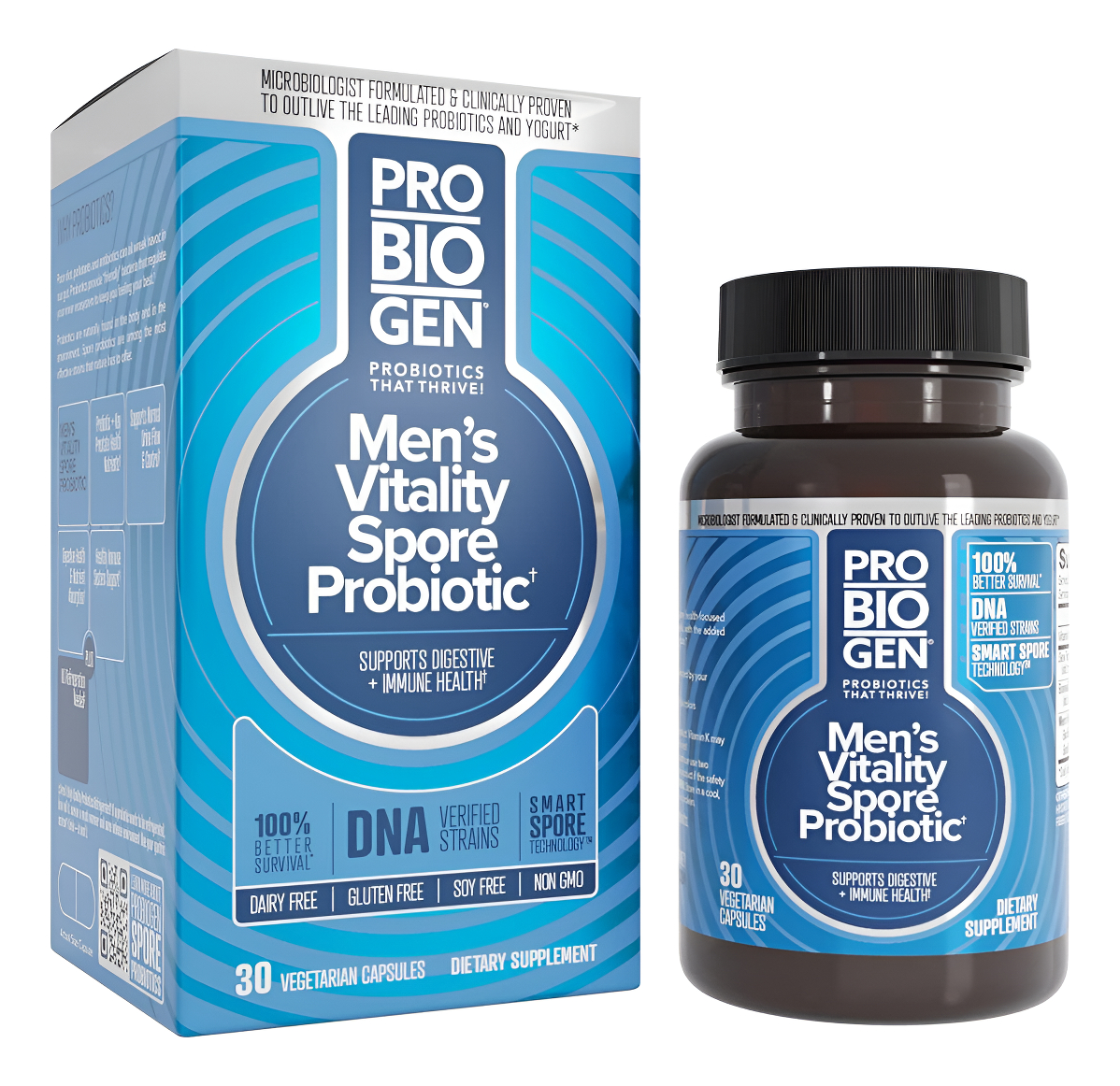 Probiótico Vitality Para Hombre: Tecnología Inteligente De Esporas, Verificado Por Adn, 100 Veces Mejor Supervivencia,
