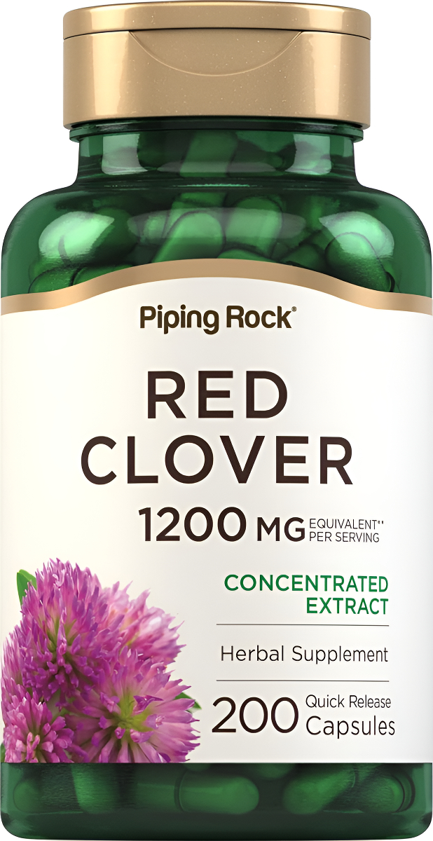 Piping Rock Red Clover 1200mg | 200 Cápsulas | Suplemento Herbario | Extracto De Flor | Sin Omg, Sin Gluten