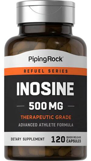 Piping Rock Inosina 500mg | 120 Cápsulas | Fórmula Avanzada Para Atletas | Grado Terapéutico | Sin Omg, Sin Gluten
