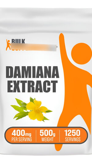 Bulksupplements Polvo De Extracto De Damiana, Suplemento Herbal, Sin Gluten, 400 Mg Por Porción, 17.64 Oz (1.1 Libras)