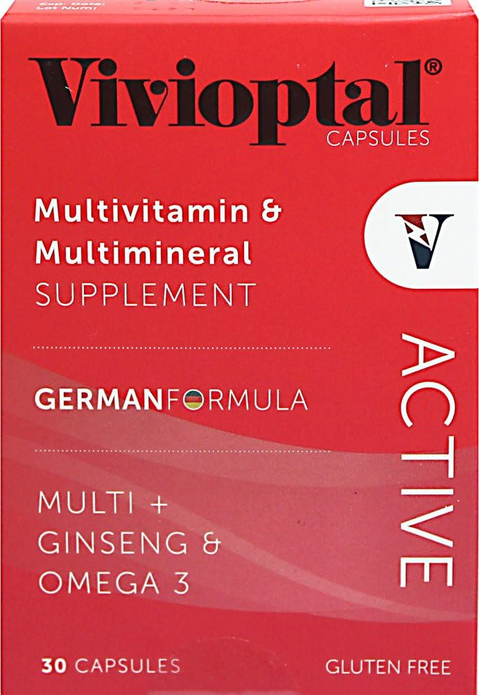 Vivioptal Active, 30 Cápsulas Blandas, Ginseng Y Omega 3, Multivitamínico Y Multimineral, Sin Gluten