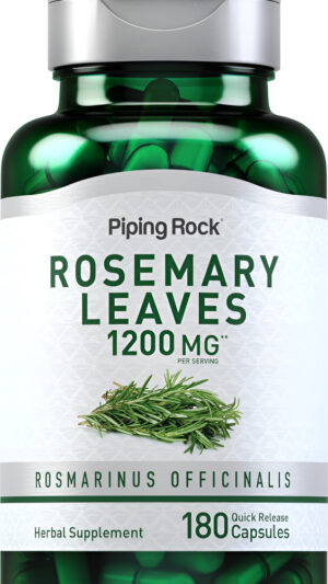 Piping Rock Hojas De Romero 1200 Mg | 180 Cápsulas | Extracto De Plantas De Hierbas | Suplemento Sin Omg, Sin Gluten