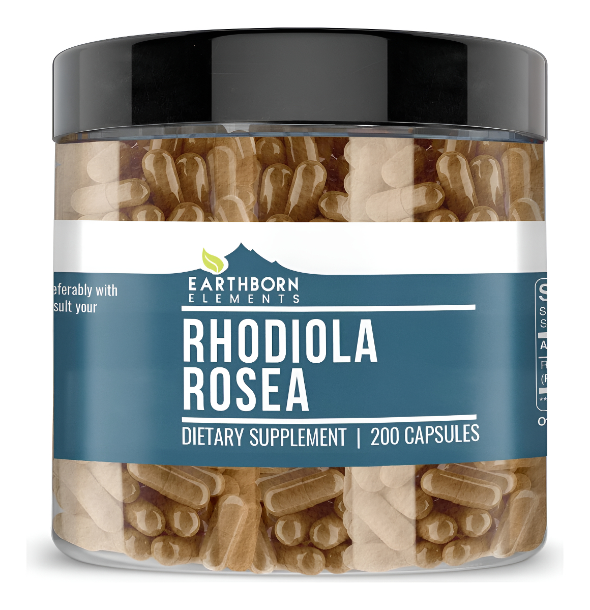 Earthborn Elements Extracto De Raíz De Rhodiola Rosea 200 Cápsulas, Puro Y Sin Diluir, Sin Aditivos