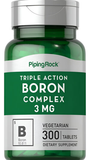 Piping Rock Suplemento De Boro De 3 Mg | 300 Tabletas | Complejo De Triple Acción Para Hombres Y Mujeres |