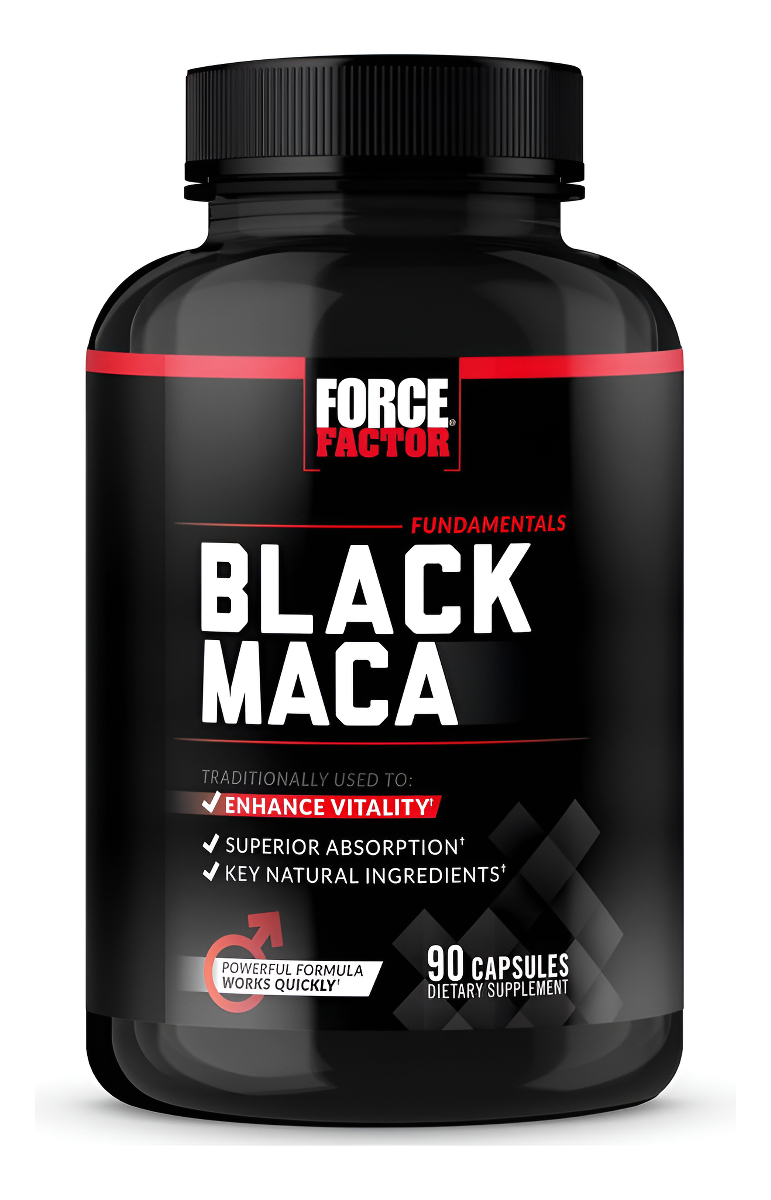 Force Factor Raíz De Maca Negra De 1000 Mg, Suplemento De Vitalidad Para Hombres Con Extracto De Pimienta Negra Para Ab