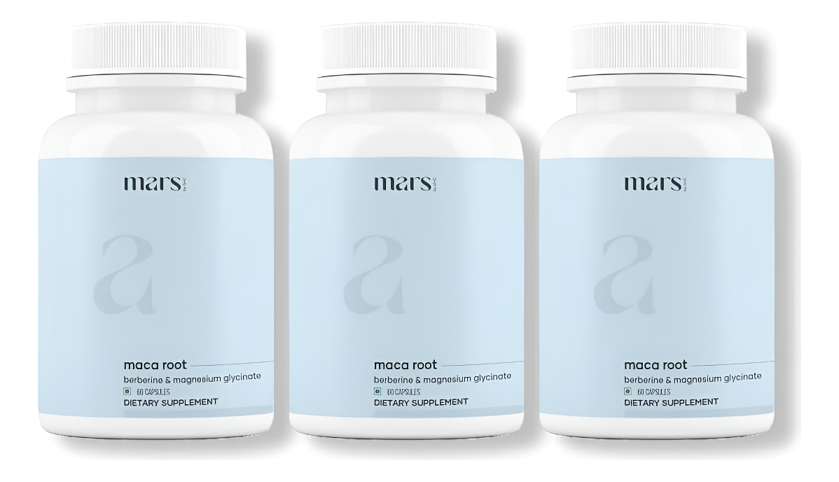 Mars By Ghc Mars Maca Root Caps (ginseng): Alimentado Con Magnesio Y Berberina - 60 Cápsulas - Paquete De 3 | Bienestar