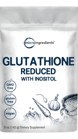 Micro Ingredients Suplemento De Glutatión, Polvo Reducido De Glutatión Puro Con Inositol, 5 Onzas