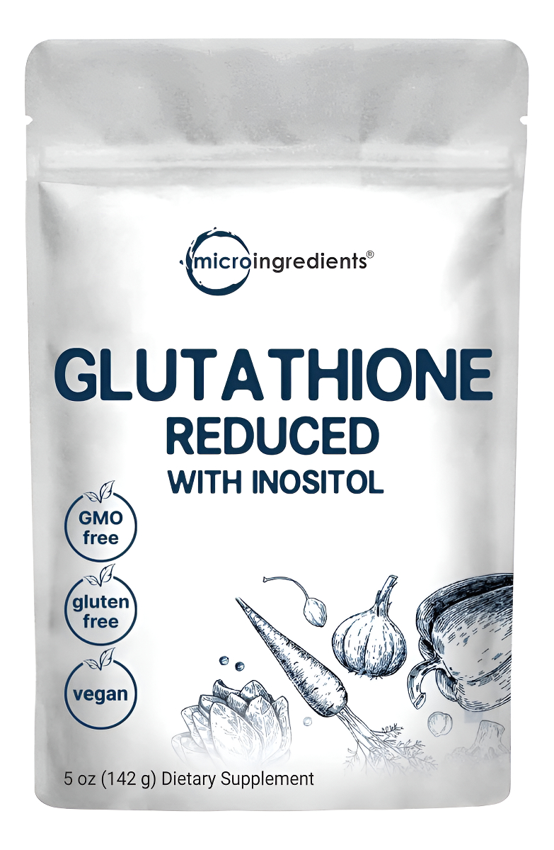 Micro Ingredients Suplemento De Glutatión, Polvo Reducido De Glutatión Puro Con Inositol, 5 Onzas