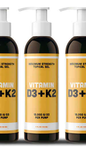Androgénesis Vitamina D3 K2 Gel Tópico De Máxima Fuerza, Más De 15000 Ui Por Bomba Pack De 3