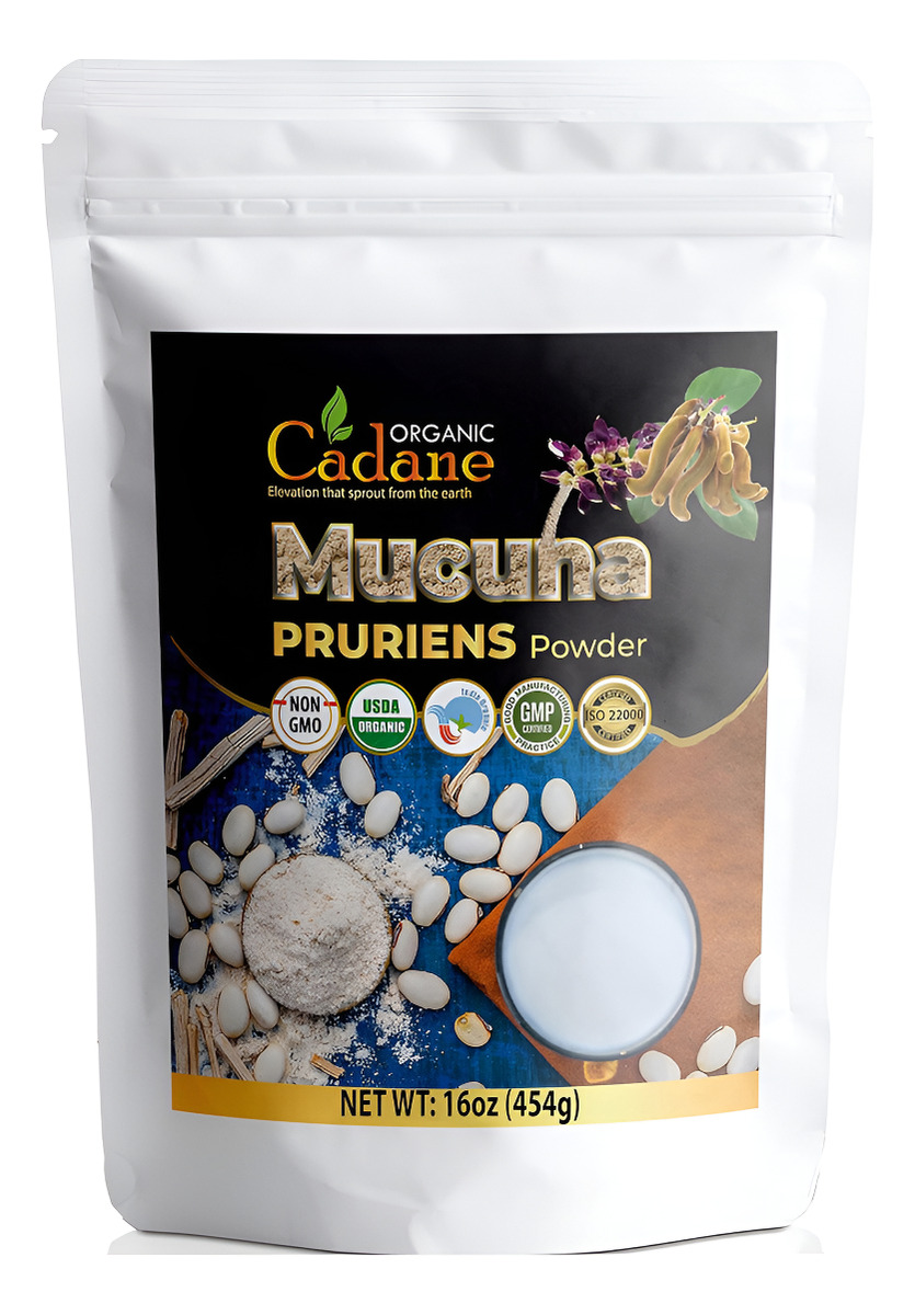 Cadane Organic Mucuna Pruriens Powder 1 Libra | Promueve La Salud Cerebral, Apoya El Sistema Inmunológico, Aumenta La E