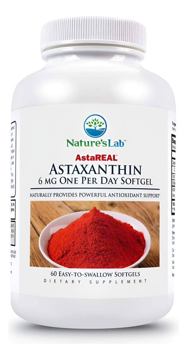 Nature's Lab Astareal Astaxantina - 6mg De Antioxidantes Potentes - 60 Cápsulas (suministro Para 2 Meses)