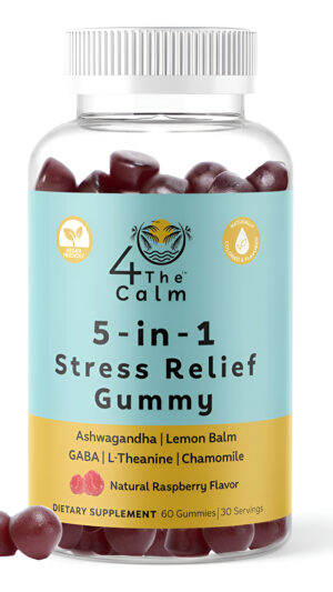 4thecalm 60 Gomitas De Suplemento Para Aliviar El Estrés 5 En 1, Gaba, Bálsamo De Limón, L-teanina, Manzanilla