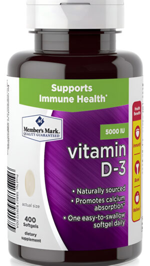 Member's Mark Vitamina D-3 5000 Iu, Suplemento Dietético De 400 Cápsulas Blandas