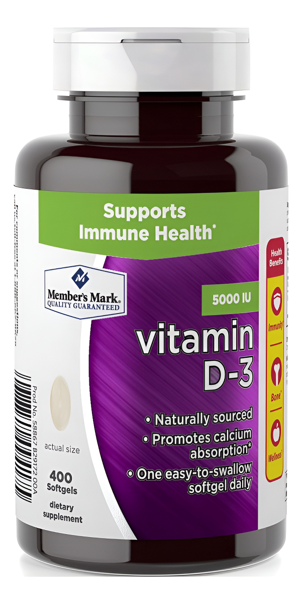 Member's Mark Vitamina D-3 5000 Iu, Suplemento Dietético De 400 Cápsulas Blandas