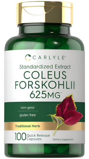 Coleus Forskohlii Cápsulas | 625 Mg | 100 Unidades | Extracto Estandarizado Sin Omg Y Sin Gluten | Suplemento De Forskolina | Por Carlyle
