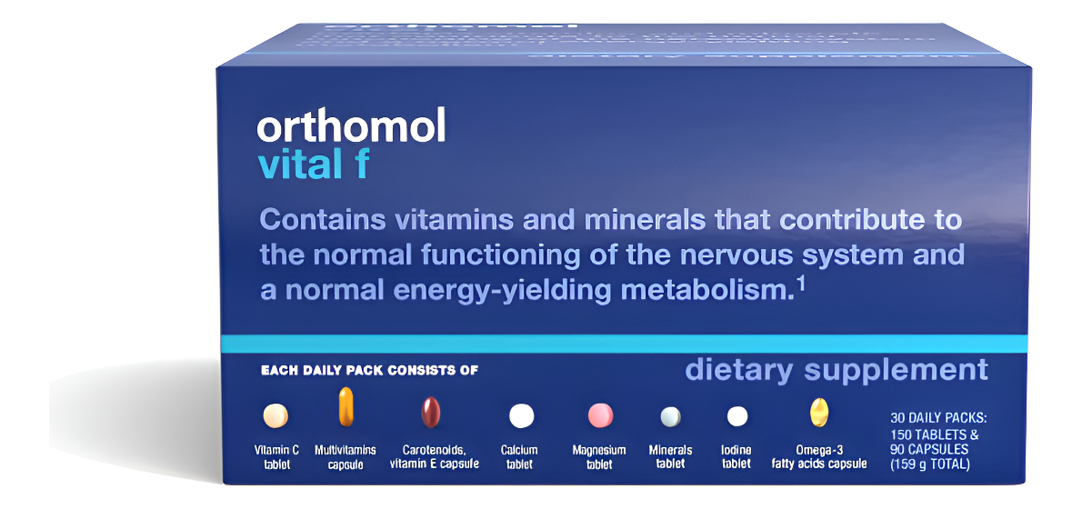 Orthomol Vital F - Suplementos Multivitamínicos Para Mujer 30 Paquetes (150 Tabletas Y 90 Cápsulas)