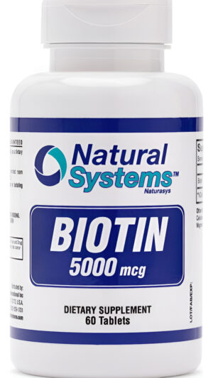 Natural Systems | Píldoras De Biotina Para El Crecimiento Del Cabello | 60 Tabletas De 5000 Mcg
