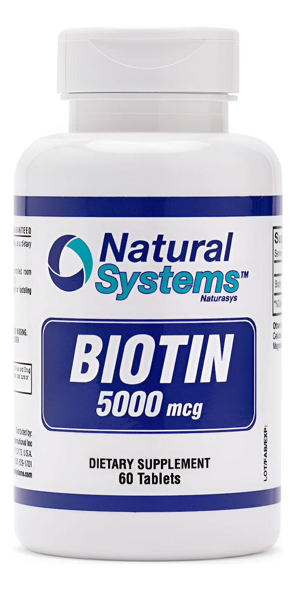 Natural Systems | Píldoras De Biotina Para El Crecimiento Del Cabello | 60 Tabletas De 5000 Mcg