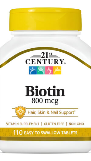 21st Century Tabletas De Biotina, 800 Mcg, 110 Unidades (paquete De 3)