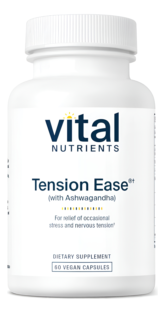 Vital Nutrients - Facilidad De Tensión Con Ashwagandha - Para Aliviar La Tensión Nerviosa Ocasional - 60 Cápsulas Veget