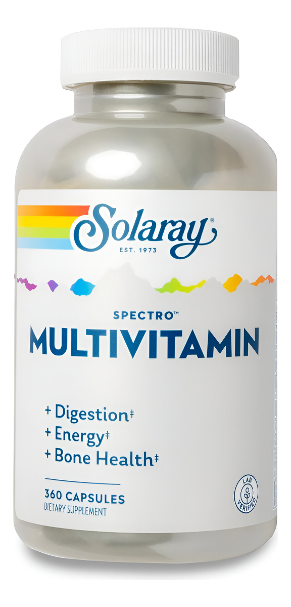 Solaray Spectro Multivitamínico Con Hierro, Multivitamínico Con Calcio, Magnesio, Verduras Energizantes, Hierbas Y Enzi