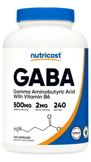 Nutricost Gaba (ácido Gamma Aminobutírico) + Vitamina B6, 500 Mg Por Porción, 240 Cápsulas