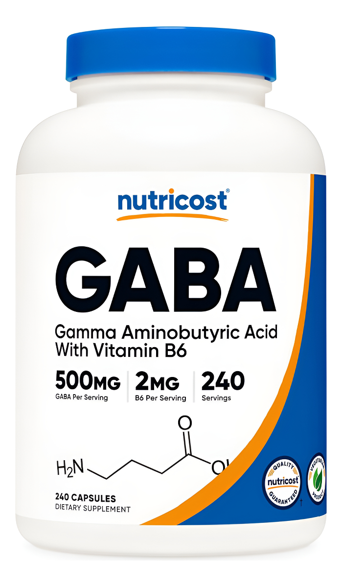 Nutricost Gaba (ácido Gamma Aminobutírico) + Vitamina B6, 500 Mg Por Porción, 240 Cápsulas