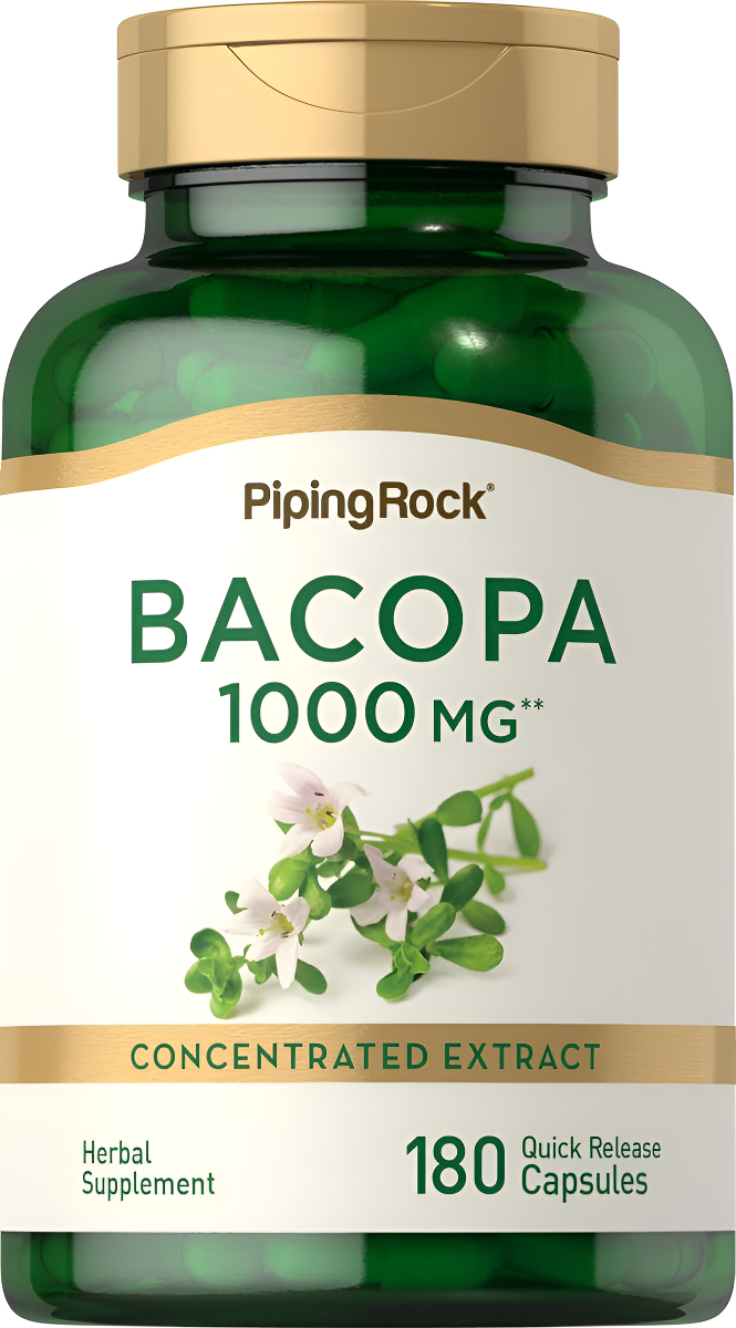 Piping Rock Bacopa Monnieri Cápsulas 1000 Mg | 180 Unidades | Suplemento De Extracto De Hierbas | Sin Omg, Sin Gluten
