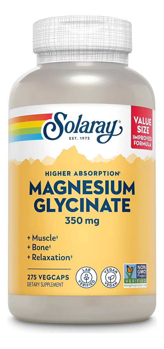 Solaray Glicinato De Magnesio 350mg 275 Cápsulas