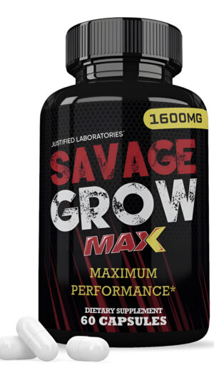 Savage Grow Max 1600mg Advanced - Fórmula De Salud Para Hombre, 60 Cápsulas