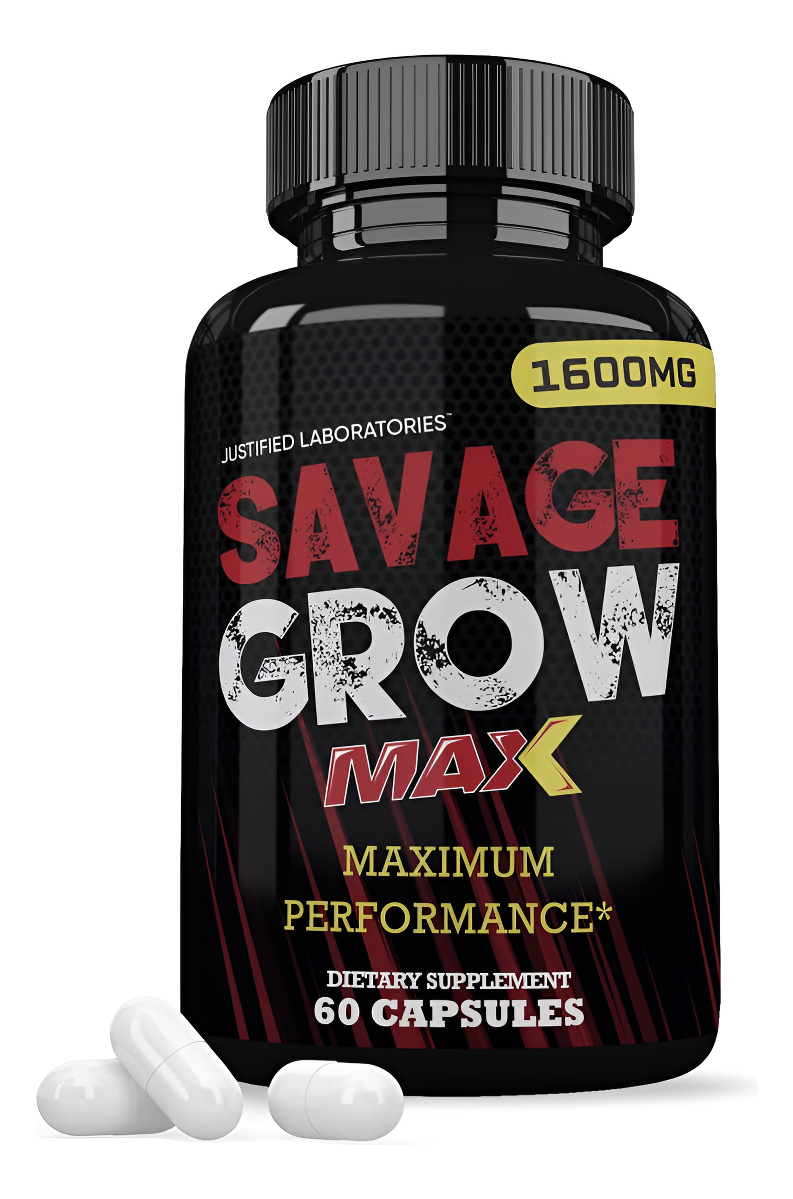 Savage Grow Max 1600mg Advanced - Fórmula De Salud Para Hombre, 60 Cápsulas