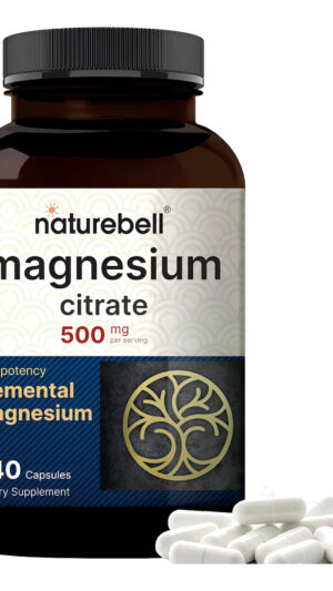 Naturebell Citrato De Magnesium. Extra Fuerte | Apoya El Corazón, Los Músculos Y El Sueño Saludables, Sin Omg Y Sin Gluten